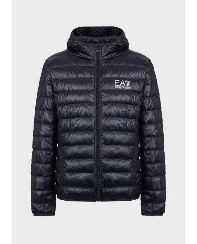 EA7 Armani Piumino Uomo 8NPB02 PN29Z A-TI Cappuccio Nero Blu Indaco... EA7 Armani Piumino Uomo 8NPB02 PN29Z A-TI Cappuccio Nero Blu Indaco...