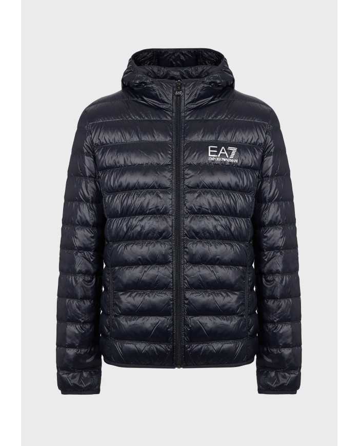 EA7 Armani Piumino Uomo 8NPB02 PN29Z A-TI Cappuccio Nero Blu Indaco...