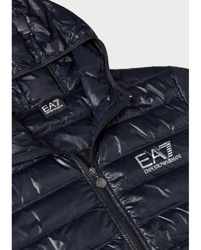 EA7 Armani Piumino Uomo 8NPB02 PN29Z A-TI Cappuccio Nero Blu Indaco...