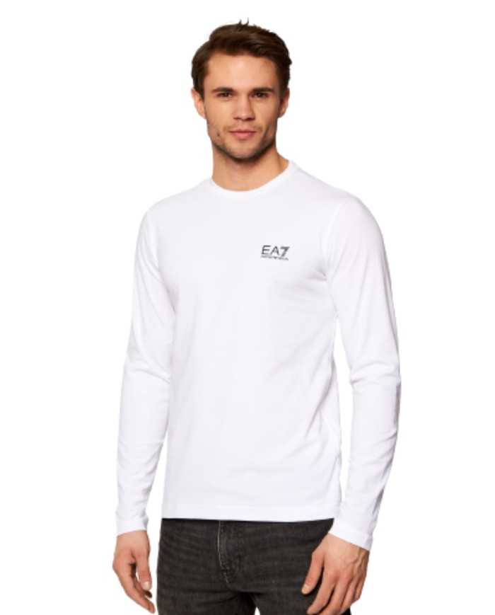 t-shirt bianca da uomo con logo stampato sul petto | EA7 t-shirt bianca da uomo con logo stampato sul petto | EA7