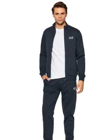 tuta blu notte da uomo con felpa e pantalone con stampa logata | EA7 tuta blu notte da uomo con felpa e pantalone con stampa logata | EA7