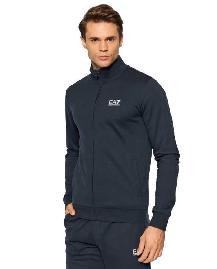 tuta blu notte da uomo con felpa e pantalone con stampa logata | EA7 tuta blu notte da uomo con felpa e pantalone con stampa logata | EA7