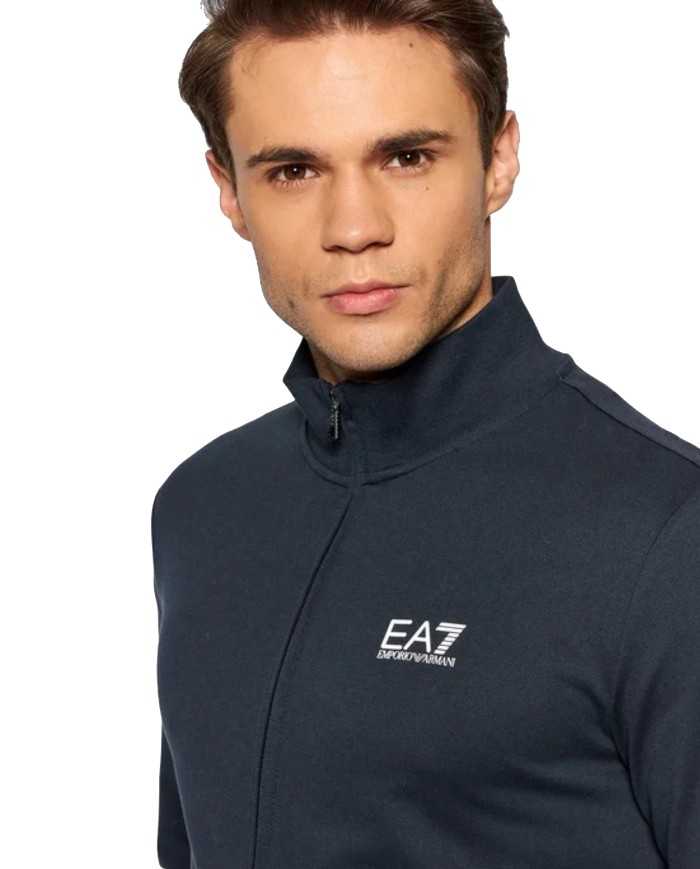 tuta blu notte da uomo con felpa e pantalone con stampa logata | EA7 tuta blu notte da uomo con felpa e pantalone con stampa logata | EA7
