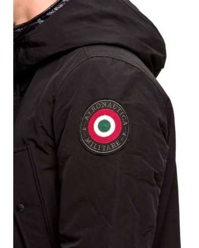 AERONAUTICA MILITARE Giubbotto AB1775 A-TI Giacca Cappuccio Nero Ve...