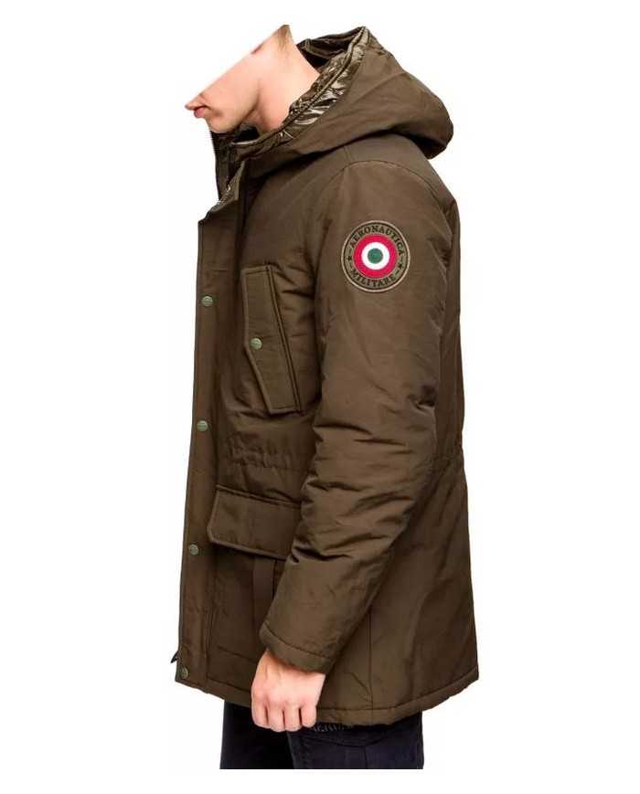 AERONAUTICA MILITARE Giubbotto AB1775 A-TI Giacca Cappuccio Nero Ve...