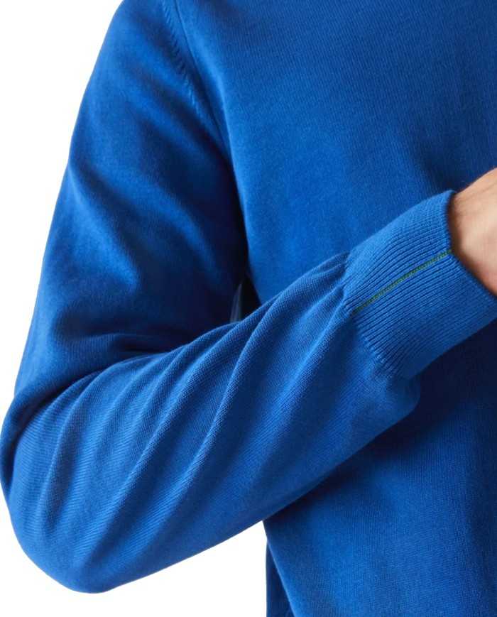pullover scollo a v azzurro uomo con dettagli in contrasto | LACOSTE