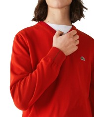 pullover scollo a v rosso da uomo con dettagli in contrasto | LACOSTE