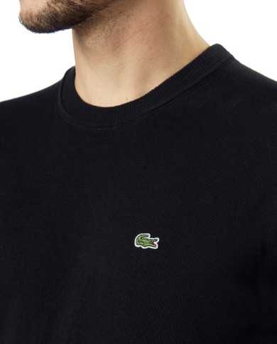 maglia nero da uomo con coccodrillo ricamato sul petto | LACOSTE