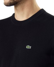 maglia nero da uomo con coccodrillo ricamato sul petto | LACOSTE