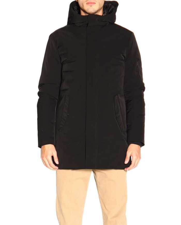 giaccone regular-fit nero da uomo impermeabile antigoccia | MUSEUM