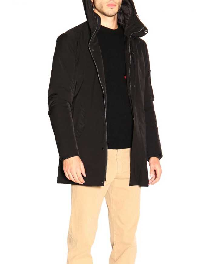 giaccone regular-fit nero da uomo impermeabile antigoccia | MUSEUM