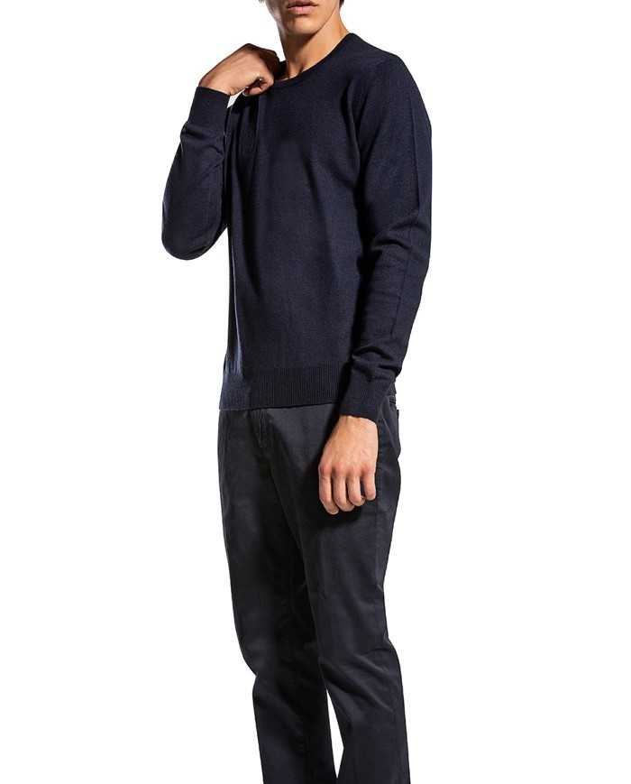 pullover slim blue grafite da uomo con bordi a magline | PEUTEREY