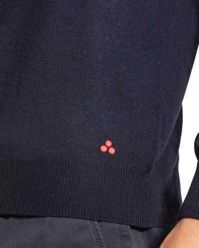 pullover slim blue grafite da uomo con bordi a magline | PEUTEREY pullover slim blue grafite da uomo con bordi a magline | PEUTEREY