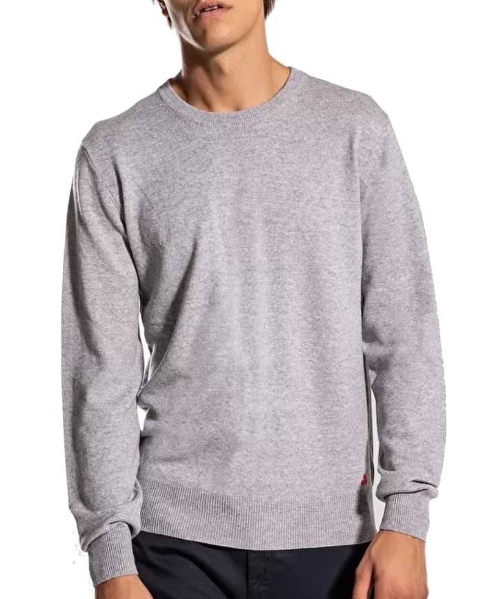 pullover slim grigio media da uomo con bordi a magline | PEUTEREY