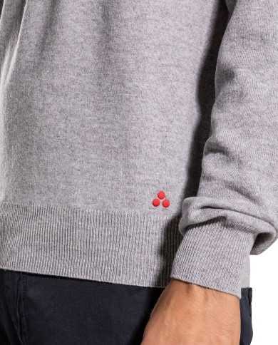 pullover slim grigio media da uomo con bordi a magline | PEUTEREY pullover slim grigio media da uomo con bordi a magline | PEUTEREY