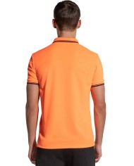 polo arancio fluo uomo con ricamo logo e dettagli stripes | PEUTEREY polo arancio fluo uomo con ricamo logo e dettagli stripes | PEUTEREY