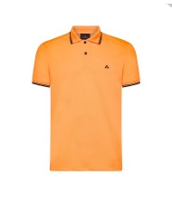 polo arancio fluo uomo con ricamo logo e dettagli stripes | PEUTEREY polo arancio fluo uomo con ricamo logo e dettagli stripes | PEUTEREY