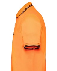 polo arancio fluo uomo con ricamo logo e dettagli stripes | PEUTEREY polo arancio fluo uomo con ricamo logo e dettagli stripes | PEUTEREY