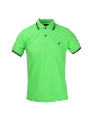 polo verde fluo da uomo con ricamo logo e dettagli stripes | PEUTEREY polo verde fluo da uomo con ricamo logo e dettagli stripes | PEUTEREY