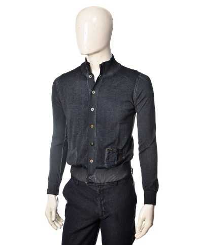 cardigan blu da uomo con fondo lavorato a costine | BOB cardigan blu da uomo con fondo lavorato a costine | BOB