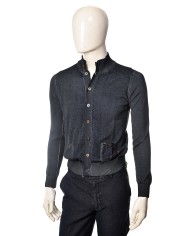 cardigan blu da uomo con fondo lavorato a costine | BOB