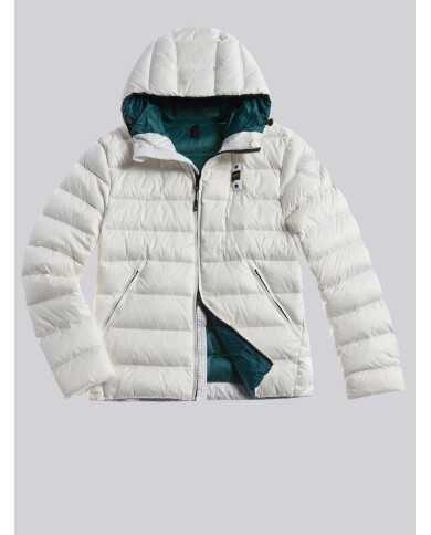 piumino bianco/verde mare da uomo con patch e passante logata | BLAUER