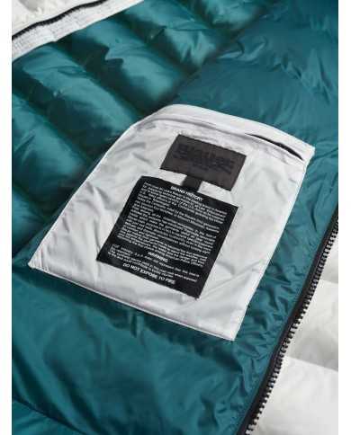 piumino bianco/verde mare da uomo con patch e passante logata | BLAUER