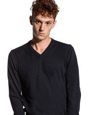 maglia blue grafite da uomo con logo ricamato sul fondo | PEUTEREY