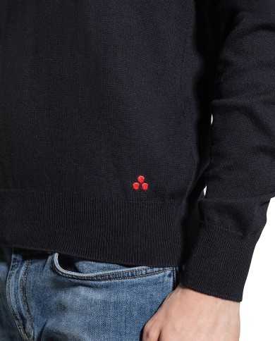 maglia blue grafite da uomo con logo ricamato sul fondo | PEUTEREY