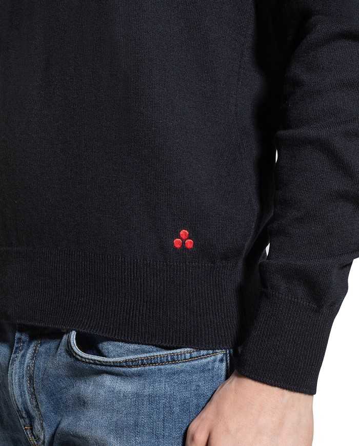 maglia blue grafite da uomo con logo ricamato sul fondo | PEUTEREY