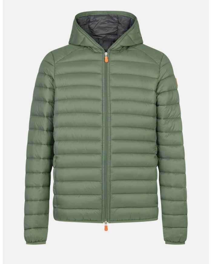 piumino time green da uomo impermeabile con logo | SAVE THE DUCK piumino time green da uomo impermeabile con logo | SAVE THE DUCK