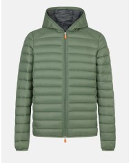 piumino time green da uomo impermeabile con logo | SAVE THE DUCK piumino time green da uomo impermeabile con logo | SAVE THE DUCK