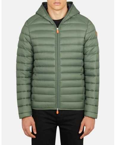 piumino time green da uomo impermeabile con logo | SAVE THE DUCK piumino time green da uomo impermeabile con logo | SAVE THE DUCK