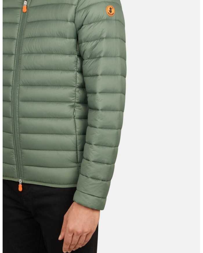 piumino time green da uomo impermeabile con logo | SAVE THE DUCK piumino time green da uomo impermeabile con logo | SAVE THE DUCK