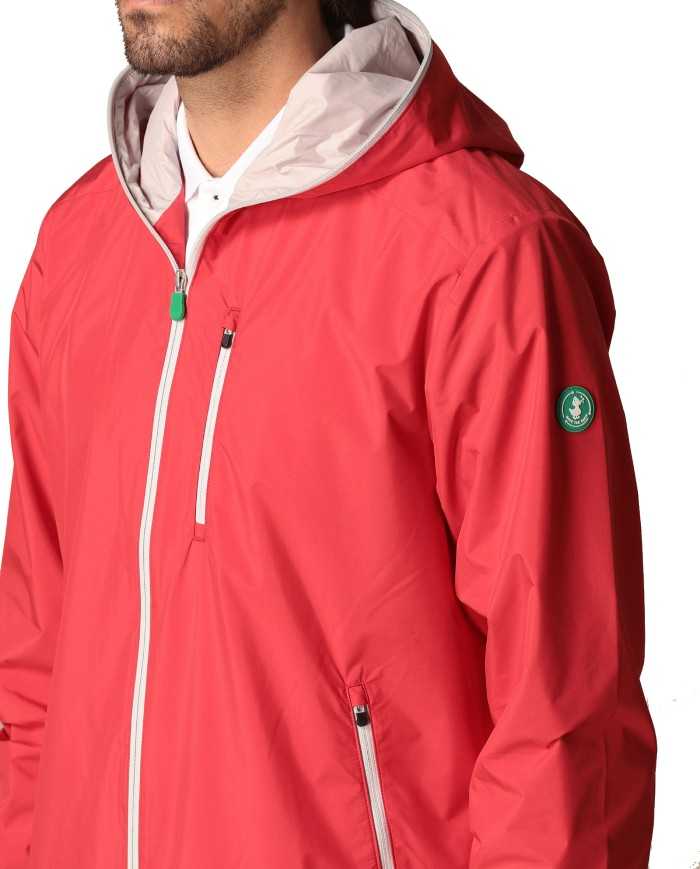 k-way flame red da uomo con logo gommato su manica | SAVE THE DUCK k-way flame red da uomo con logo gommato su manica | SAVE THE DUCK