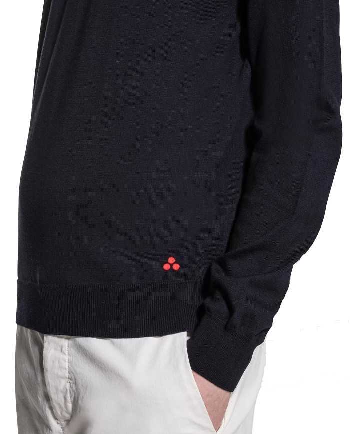 maglia blu grafite da uomo con logo ricamato in fondo | PEUTEREY maglia blu grafite da uomo con logo ricamato in fondo | PEUTEREY