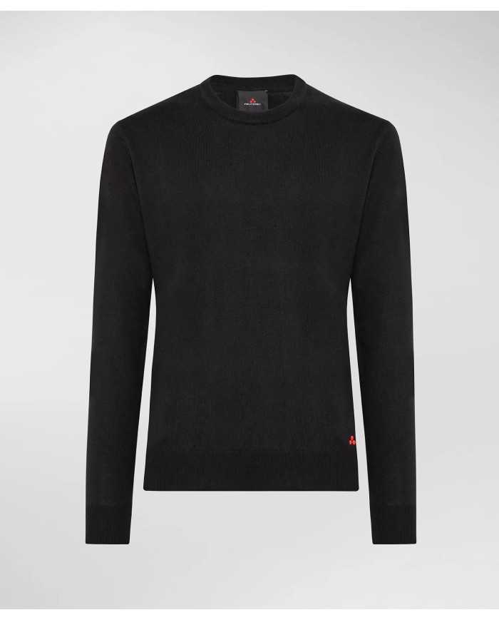 maglia nero da uomo con logo ricamo in contrasto | PEUTEREY