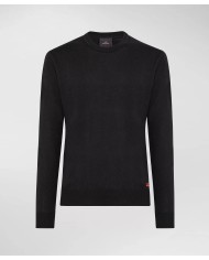 maglia nero da uomo con logo ricamo in contrasto | PEUTEREY maglia nero da uomo con logo ricamo in contrasto | PEUTEREY