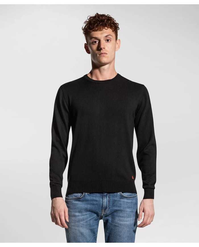 maglia nero da uomo con logo ricamo in contrasto | PEUTEREY