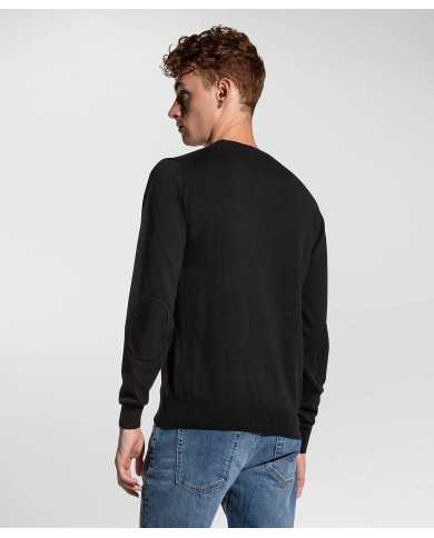 maglia nero da uomo con logo ricamo in contrasto | PEUTEREY