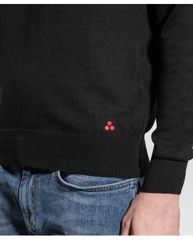 maglia nero da uomo con logo ricamo in contrasto | PEUTEREY