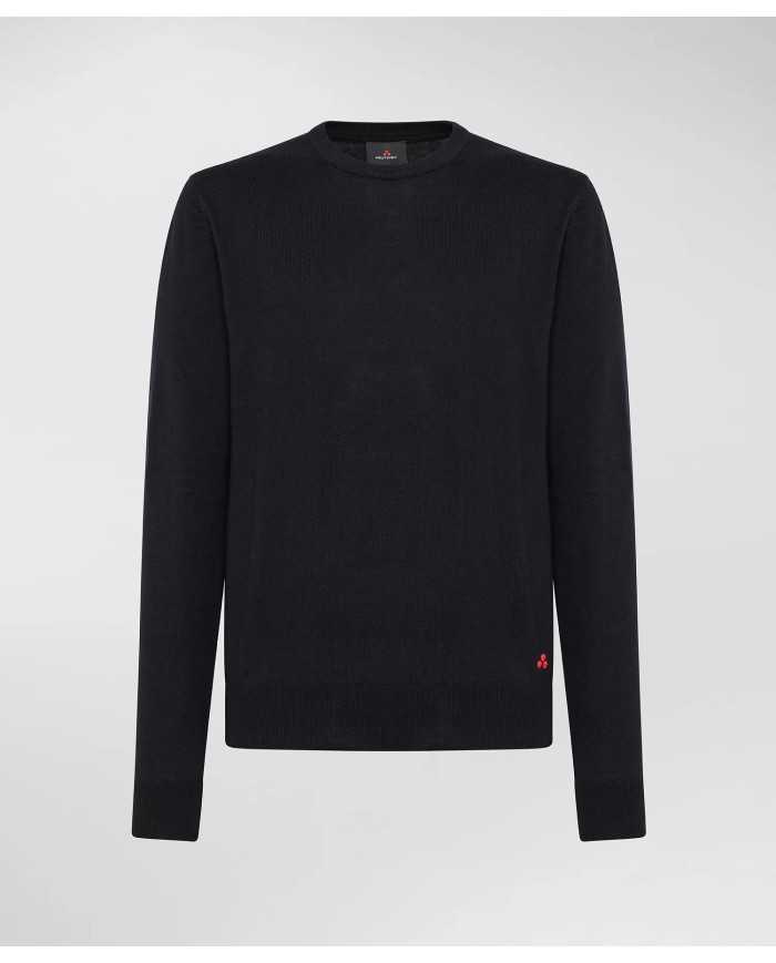 maglia blue grafite da uomo con logo ricamo in contrasto | PEUTEREY