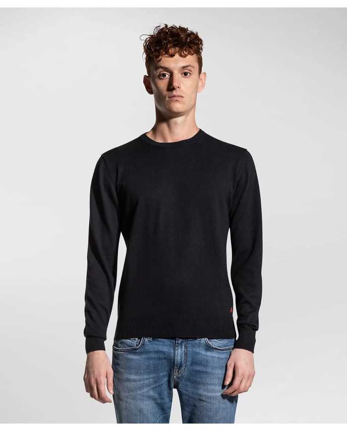 maglia blue grafite da uomo con logo ricamo in contrasto | PEUTEREY