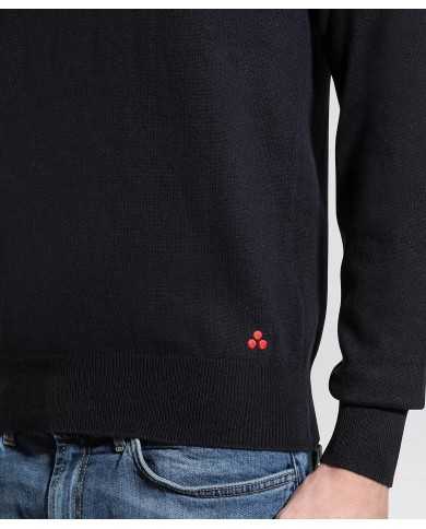 maglia blue grafite da uomo con logo ricamo in contrasto | PEUTEREY