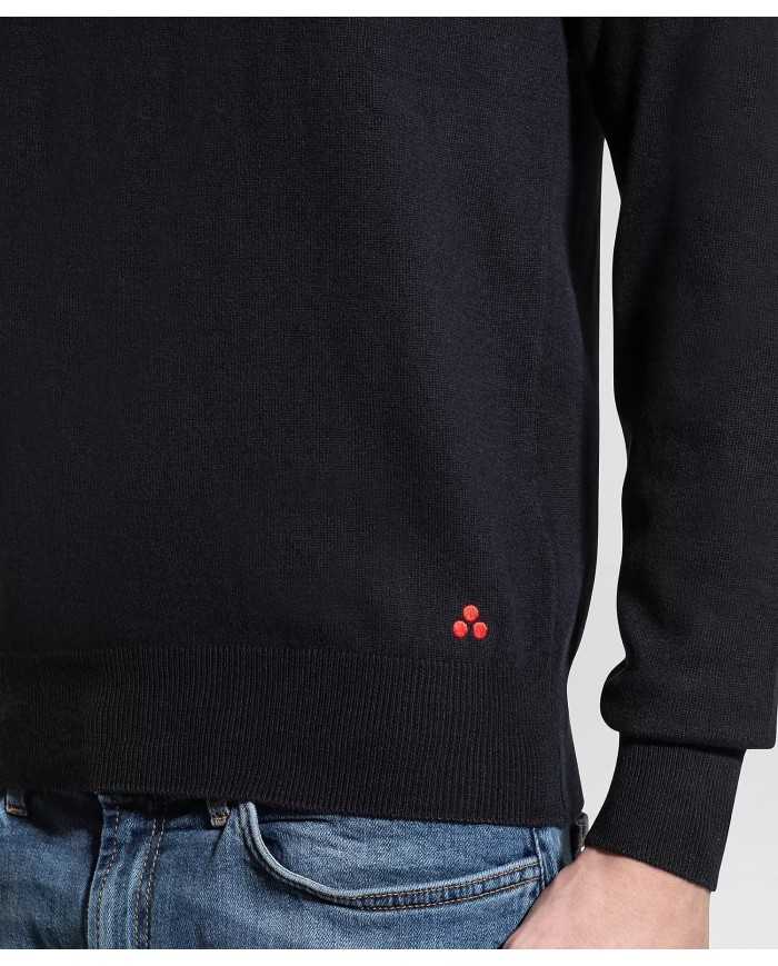 maglia blue grafite da uomo con logo ricamo in contrasto | PEUTEREY maglia blue grafite da uomo con logo ricamo in contrasto | PEUTEREY