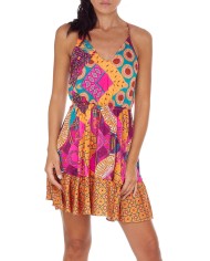 Abito a fantasia da donna con balza sul fondo e schiena scoperta | FK