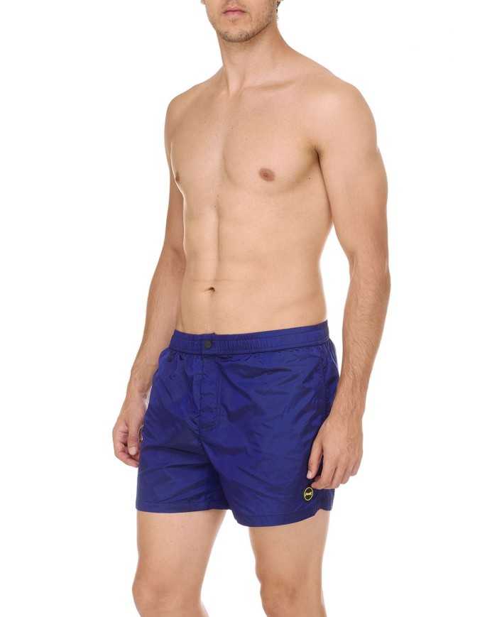 short mare blu uomo effetto shantung con bottoncino logato | FK short mare blu uomo effetto shantung con bottoncino logato | FK
