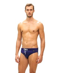 costume mare stile slip blu da uomo con logo gommato davanti | FK