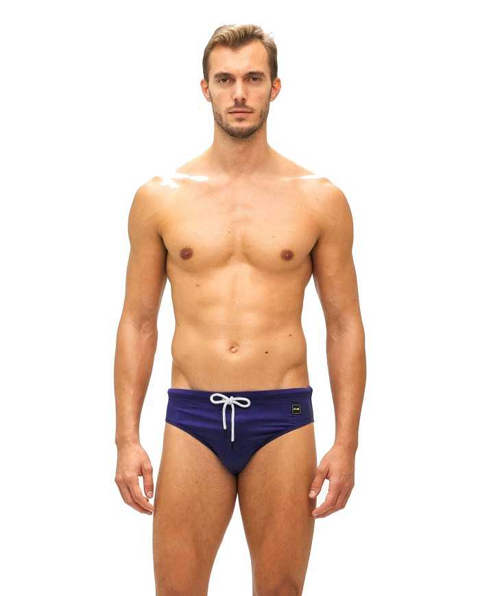 costume mare stile slip blu da uomo con logo gommato davanti | FK