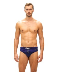 costume mare stile slip blu da uomo con logo gommato davanti | FK